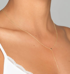 Aynur Abbott - N#12 Black diamond long drop necklace