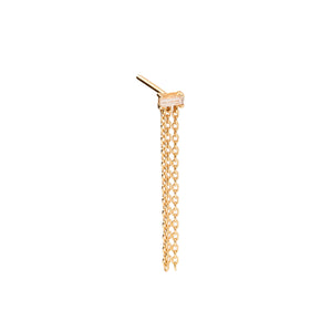Aynur Abbott - E#51 Triple drop chain with white diamond baguette earring
