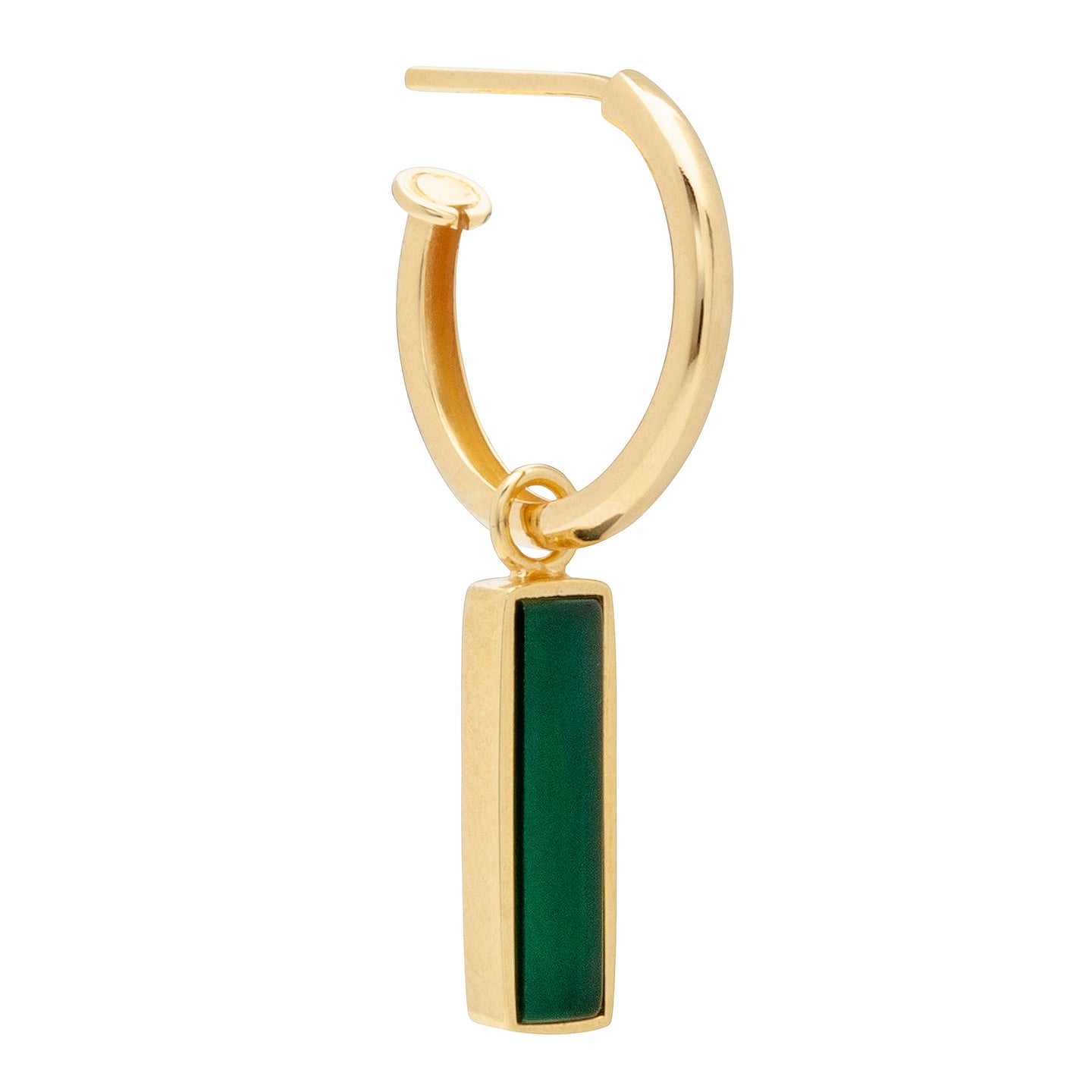 Aynur Abbott - E#53 - Gold hoop medium with jade baguette